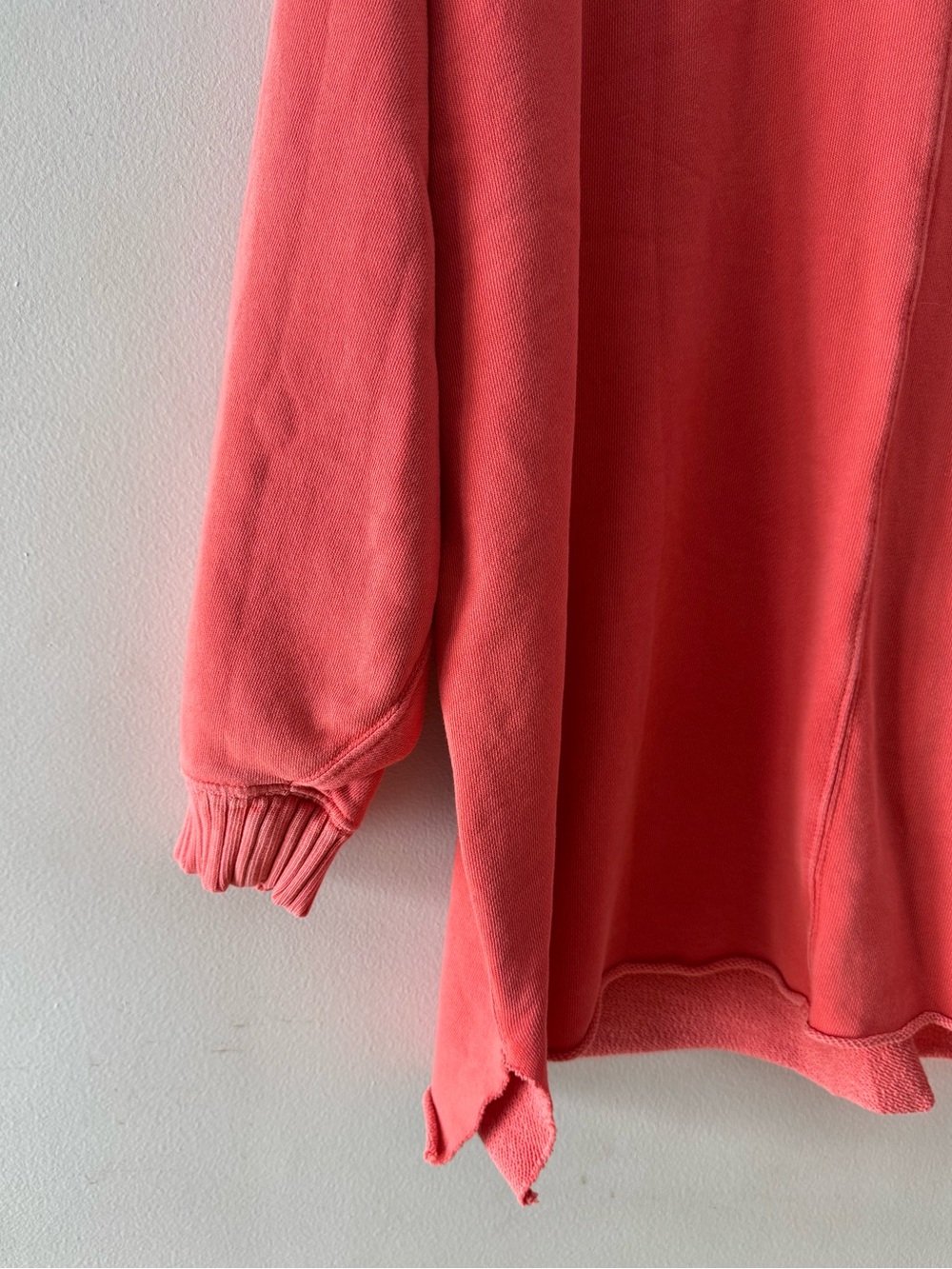 Oversized Aerie Crewneck Sweatshirt, Sz Medium cropped 3/4 sleeve raw edge - Picture 4 of 11